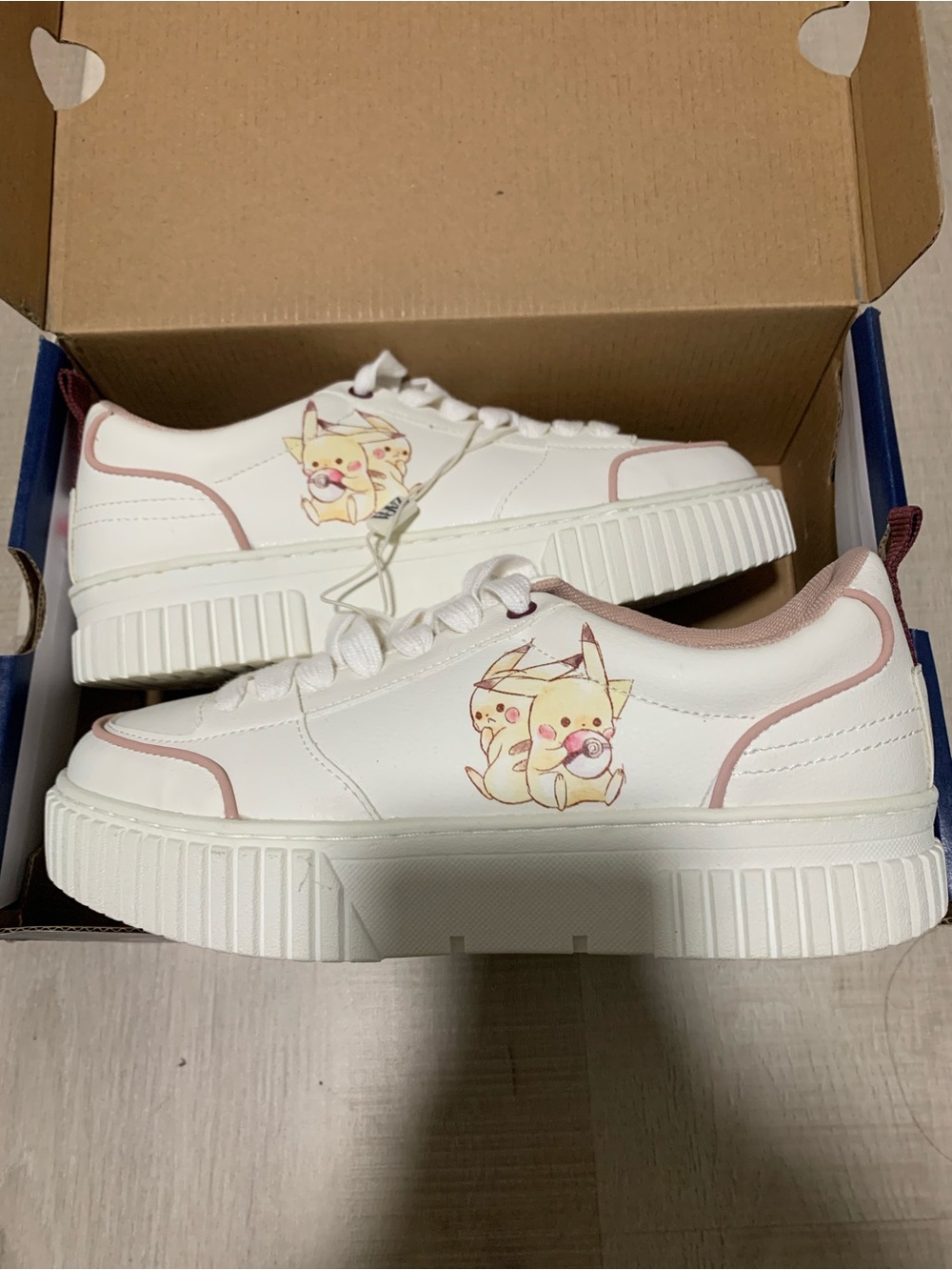 Pokemon Pikachu Zara White Sneakers with Pink Trim 37